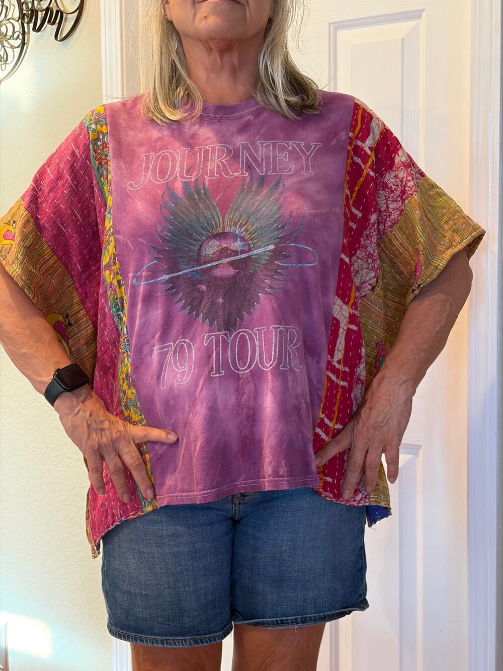 Journey Upcycled Kantha Tunic Top Shirt OS Handmade Boho